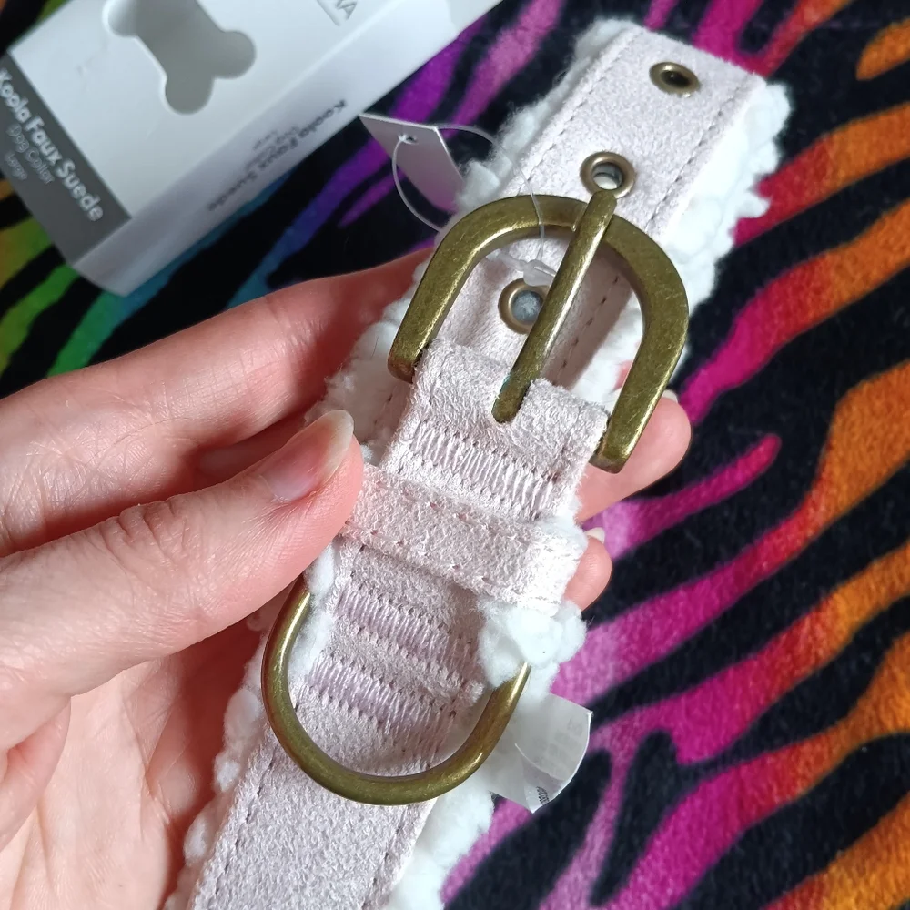 🩷 Koolaburra By Ugg Faux Suede Dog Collar Rose Smoke Pink Large Pet Sherpa